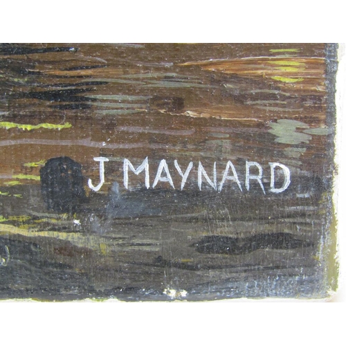 1339 - J MAYNARD - TWO OILS - RIVERSIDE SCENE & MANSION, UNFRAMED, 46CM X 62CM