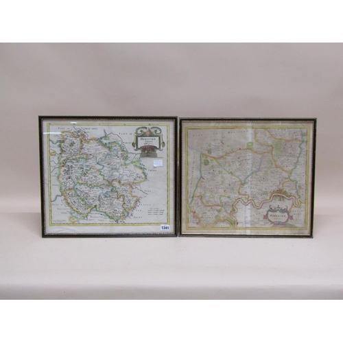 1341 - TWO FRAMED ANTIQUE ROBERT MORDON MAPS - HEREFORDSHIRE & MIDDLESEX