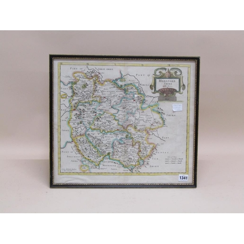 1341 - TWO FRAMED ANTIQUE ROBERT MORDON MAPS - HEREFORDSHIRE & MIDDLESEX