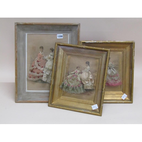 1350 - THREE EARLY 20C COSTUME ARRANGEMENTS, EACH F/G, 30CM X 22CM & 26CM X 22CM