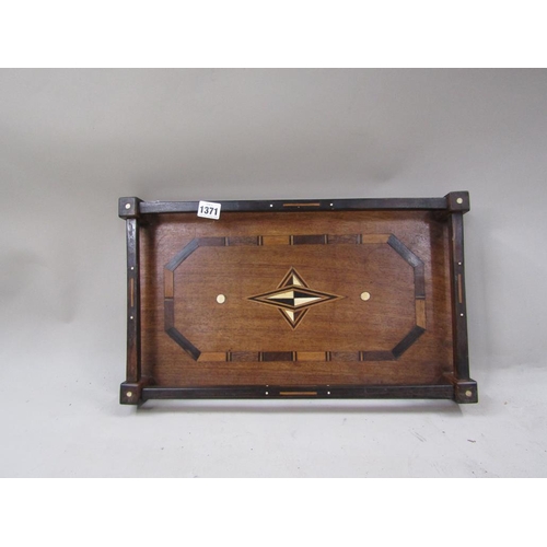 BONE INLAY HARDWOOD TRAY, 50CM W