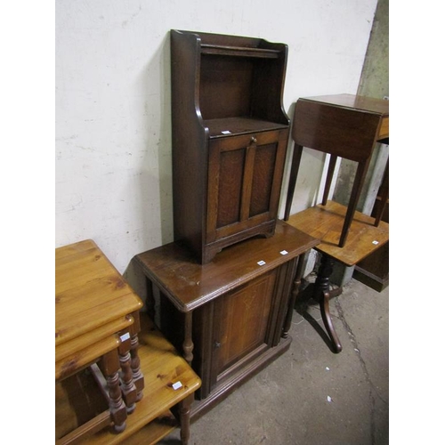 550 - CUPBOARD AND AN OAK MUSIC CABINET