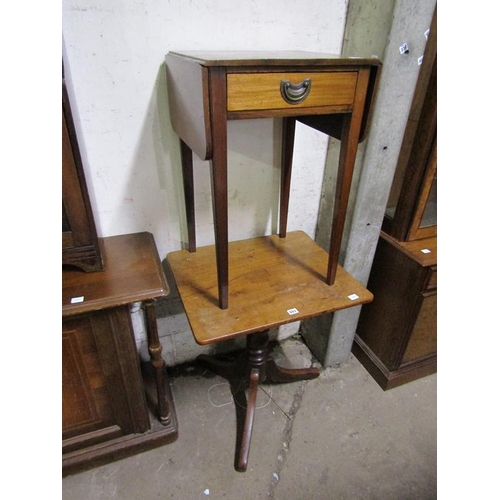 551 - MAHOGANY DROP LEAF TABLE AND TRIPOD TABLE