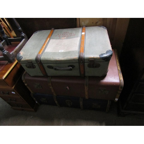 562 - THREE TRAVEL TRUNKS