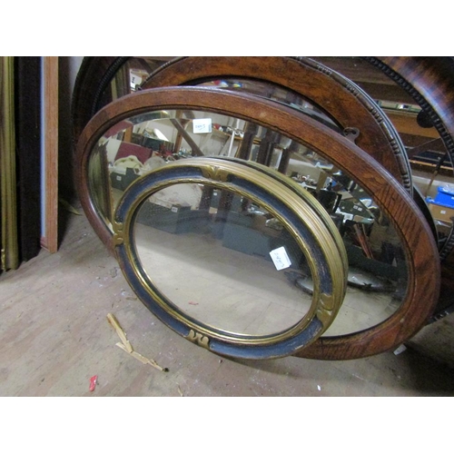 168 - COLLECTION OF OVAL WALL MIRRORS, BEVEL EDGE