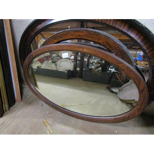 168 - COLLECTION OF OVAL WALL MIRRORS, BEVEL EDGE