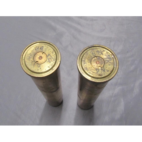 28 - PAIR OF BRASS SHELL VASES