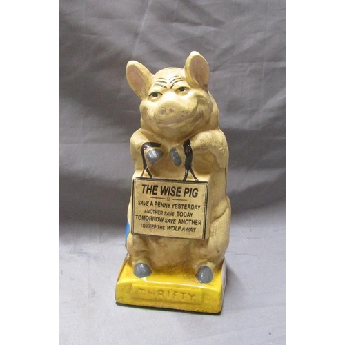 38 - CAST REPLICA WISE PIG MONEY BOX