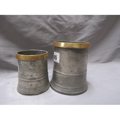 85 - TWO ANTIQUE PEWTER TANKARDS