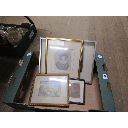 202 - BOX OF ENGRAVINGS AND PRINTS