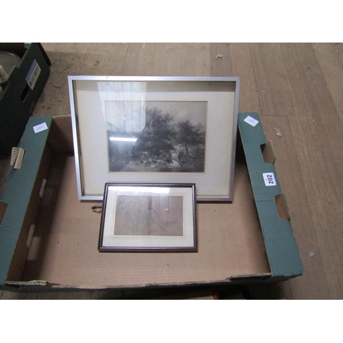 202 - BOX OF ENGRAVINGS AND PRINTS