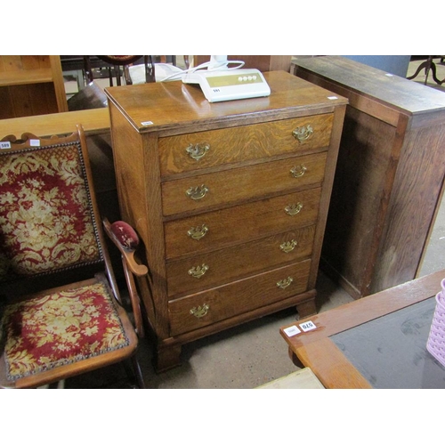 590 - EDWARDIAN OAK FIVE DRAWER CHEST