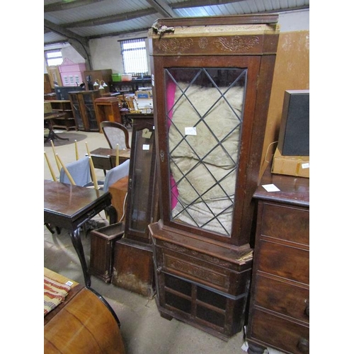 645 - CORNER CUPBOARD AND A LONGCASE CLOCK