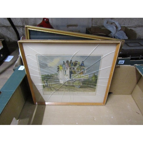 333 - BOX OF FRAMED PICTURES AND PRINTS