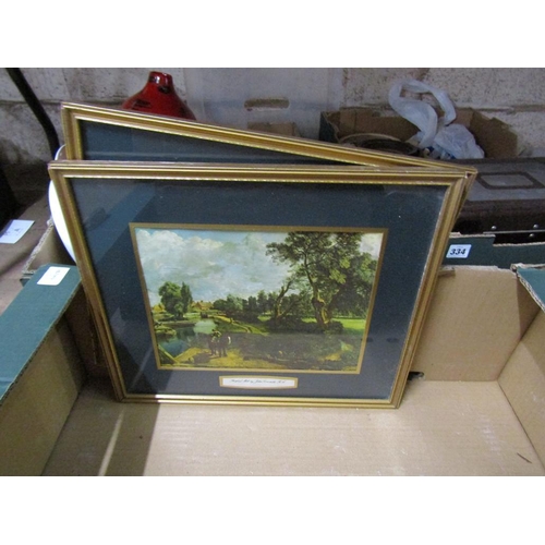 333 - BOX OF FRAMED PICTURES AND PRINTS