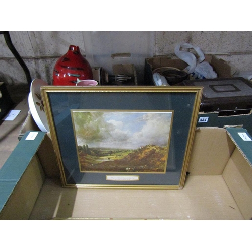 333 - BOX OF FRAMED PICTURES AND PRINTS