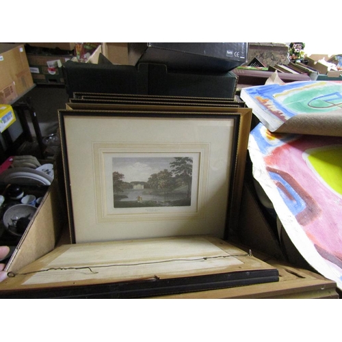 530 - TWO BOXES OF FRAMED AND UNFRAMED OF PICTURES AND PRINTS