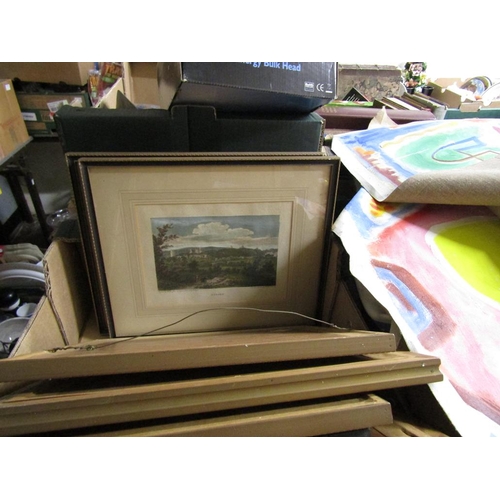 530 - TWO BOXES OF FRAMED AND UNFRAMED OF PICTURES AND PRINTS