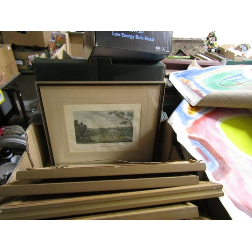 530 - TWO BOXES OF FRAMED AND UNFRAMED OF PICTURES AND PRINTS