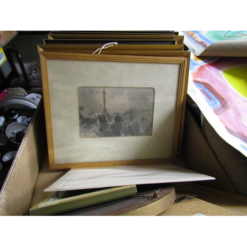 530 - TWO BOXES OF FRAMED AND UNFRAMED OF PICTURES AND PRINTS