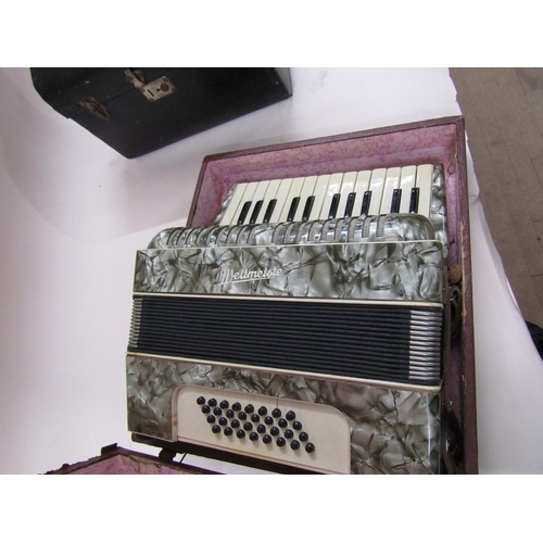 1202 - TWO CASED ACCORDIANS - LARGEST 42CM W