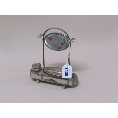 1436 - EDWARDIAN SILVER GLASS MANICURE STAND