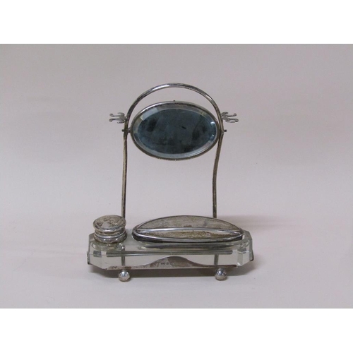 1436 - EDWARDIAN SILVER GLASS MANICURE STAND