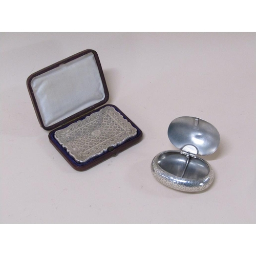 1517 - EARLY 20c SILVER TOBACCO BOX, SMITH AND BARTLAM, BIRMINGHAM 1905 TOGETHER WITH SILVER CARD CASE WITH... 