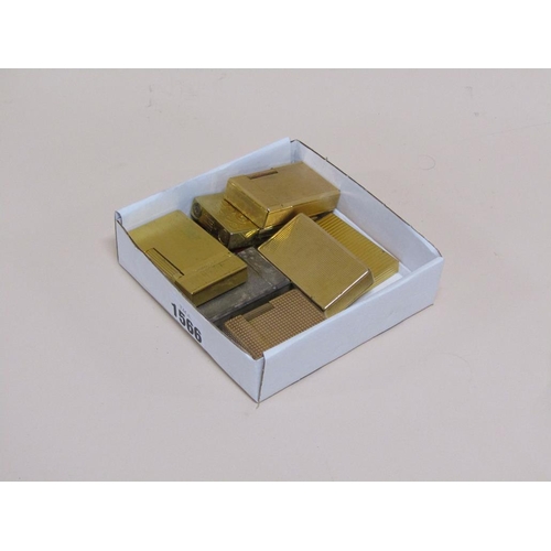 1566 - BOX OF DUPONT AND OTHER GILT METAL LIGHTERS