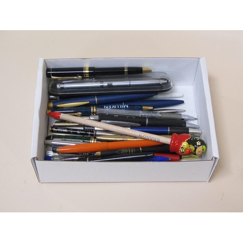 1567 - BOX OF MIXED PENS, PENCILS ETC