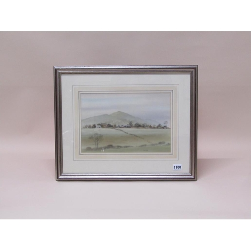 1100 - DAVID RUST - LANDSCAPE WITH DISTANT HILLS, SIGNED WATERCOLOUR, F/G, 22CM X 32CM