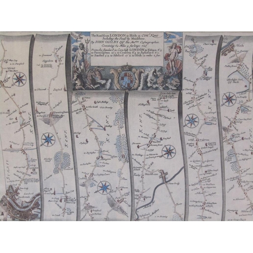 1118 - F/G ROAD MAP - LONDON TO HITH, BY JOHN OGILBY, 32CM X 42CM