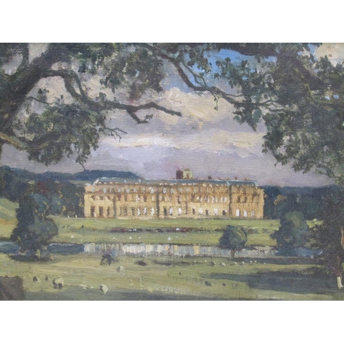 1119 - CLAUDE MUNCASTER - LATE 18C/EARLY 19C COUNTRY RESIDENCE, SIGNED, OIL ON CANVAS, F/G, 24CM X 34CM