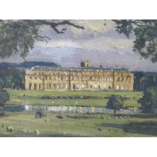 1119 - CLAUDE MUNCASTER - LATE 18C/EARLY 19C COUNTRY RESIDENCE, SIGNED, OIL ON CANVAS, F/G, 24CM X 34CM