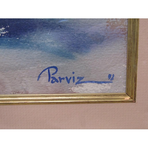 1122 - TWO F/G WATERCOLOURS - FLOWERS, ONE SIGNED PARVIZ