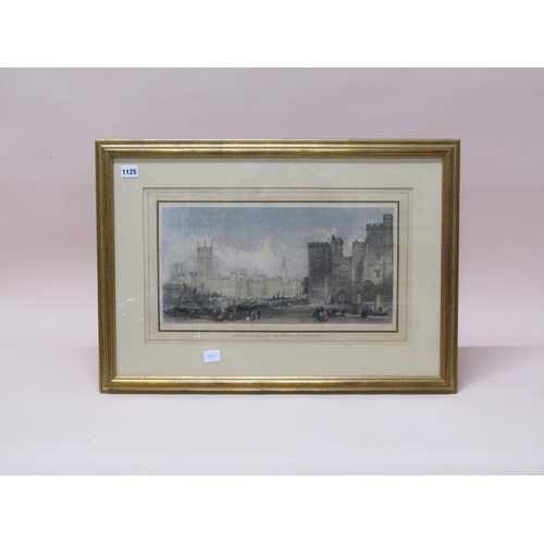 1125 - F/G COLOURED PRINT - LAMBETH PALACE AND THE HOUSES OF PARLIAMENT, F/G, 29CM X 49CM