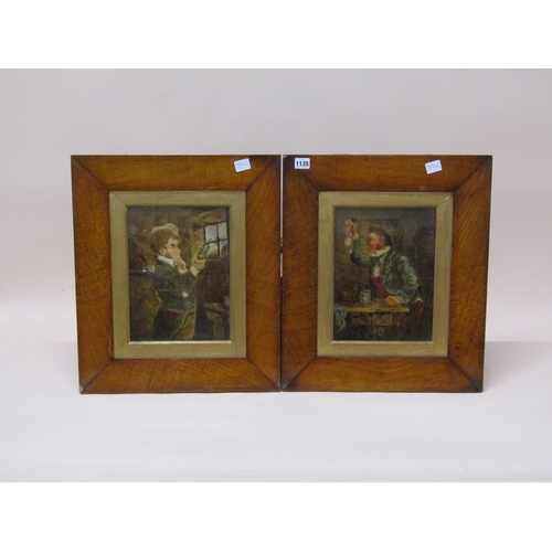 1135 - PAIR OF 19C SIGNED INDISTINCTLY - TWO OLD TOPERS, WATERCOLOURS, EACH F/G, 29CM X 22CM