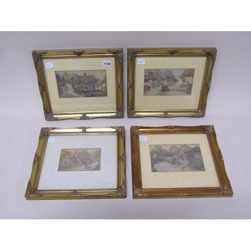 1139 - E BRAY 1910 - SERIES OF FOUR F/G RURAL LANDSCAPES WITH COTTAGES, EACH APPROX 12CM X 21CM