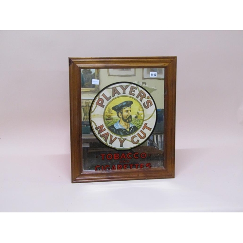 1142 - PLAYERS NAVY CUT CIGARETTE TOBACCO MIRROR SIGN, FRAMED 48CM X 39CM