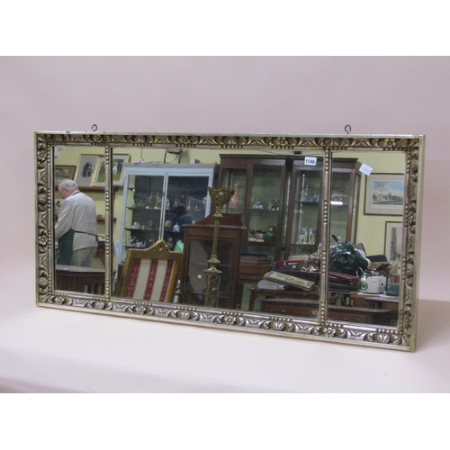 1146 - TRIPLE PANELLED WALL MIRROR, 60CM X 126CM