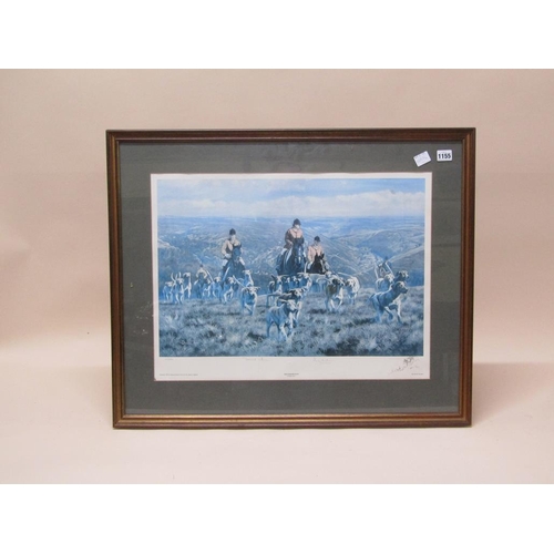 1155 - FRAMED COLOURED PRINT - THE EXMOOR HUNT, 44CM X 59CM