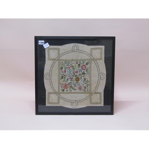 1169 - FRAMED NEEDLEWORK PANEL - FLOWERS, 40CM X 38CM