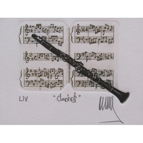 1177 - B&W ENGRAVING - CLARINET, F/G, 9CM X 11CM