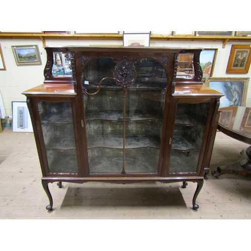 1858 - LATE VICTORIAN MAHOGANY GLAZED STANDING SIDE CABINET WITH FITTED SHELVES 155 x 154 cms