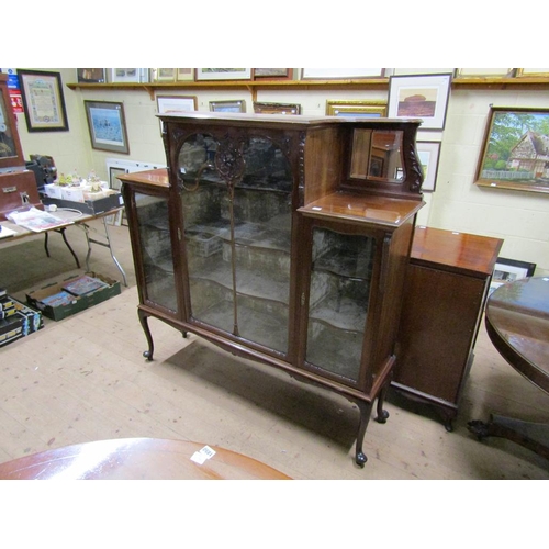 1858 - LATE VICTORIAN MAHOGANY GLAZED STANDING SIDE CABINET WITH FITTED SHELVES 155 x 154 cms