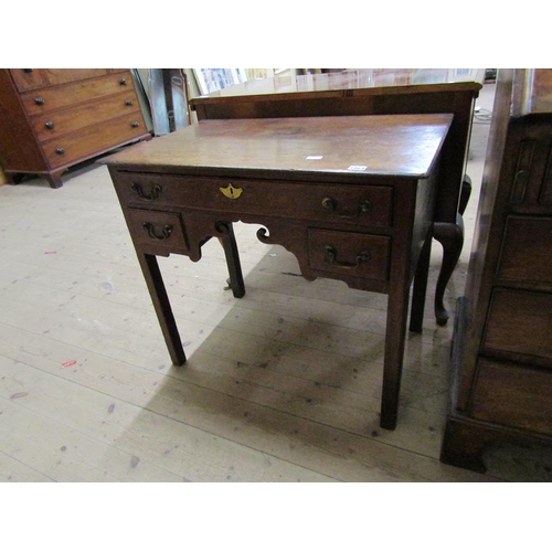 1864 - EARLY 18c OAK LOWBOY FITTED ONE LONG/TWO SHORT DRAWERS 80 x 72 cms