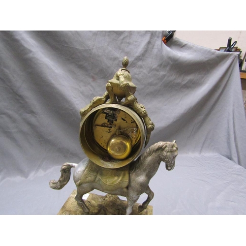 29 - CAST FIGRUATIVE GILT MANTEL CLOCK