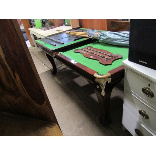 576 - SNOOKER DINING TABLE, CUES, SCOREBOARD