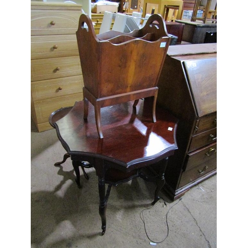 584 - VICTORIAN OCCASIONAL TABLE AND A MAGAZINE RACK