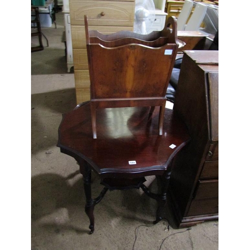 584 - VICTORIAN OCCASIONAL TABLE AND A MAGAZINE RACK